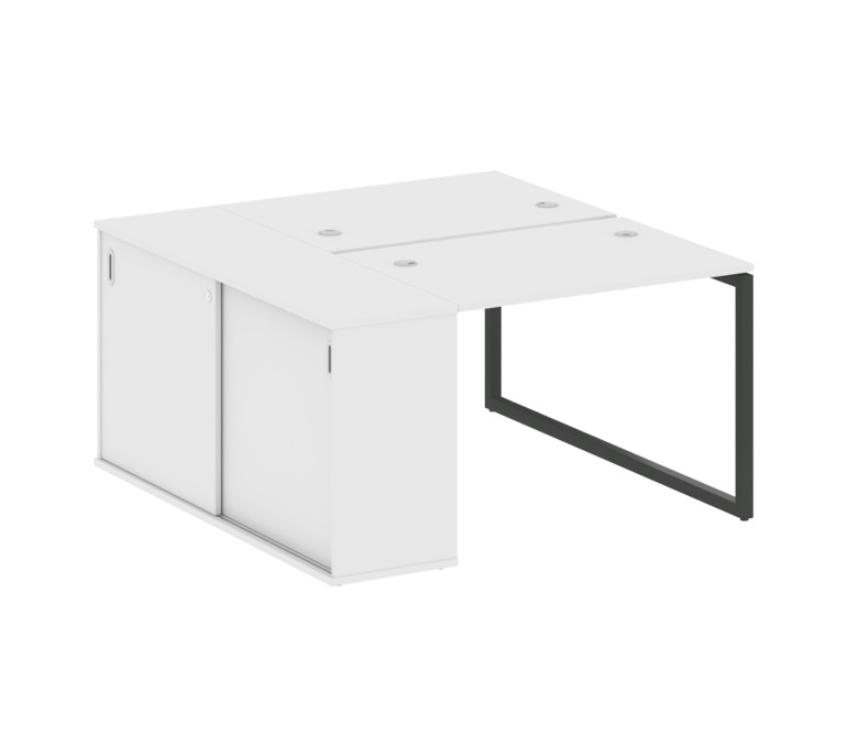 Metal System Quattro Рабочая станция с шкафом-купе на О-образном м/к 40БО.РС-СШК-1.1 Т Белый/Металл