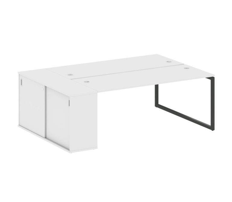 Metal System Quattro Рабочая станция с шкафом-купе на О-образном м/к 40БО.РС-СШК-1.5 Т Белый/Металл