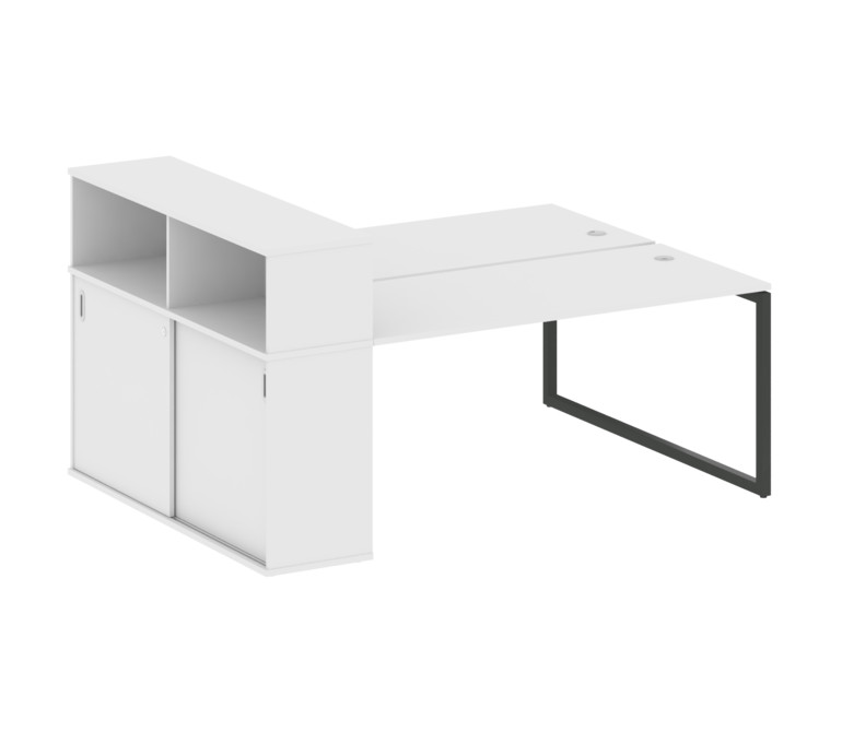 Metal System Quattro Рабочая станция с шкафом-купе на О-образном м/к 40БО.РС-СШК-2.4 Т Белый/Металл