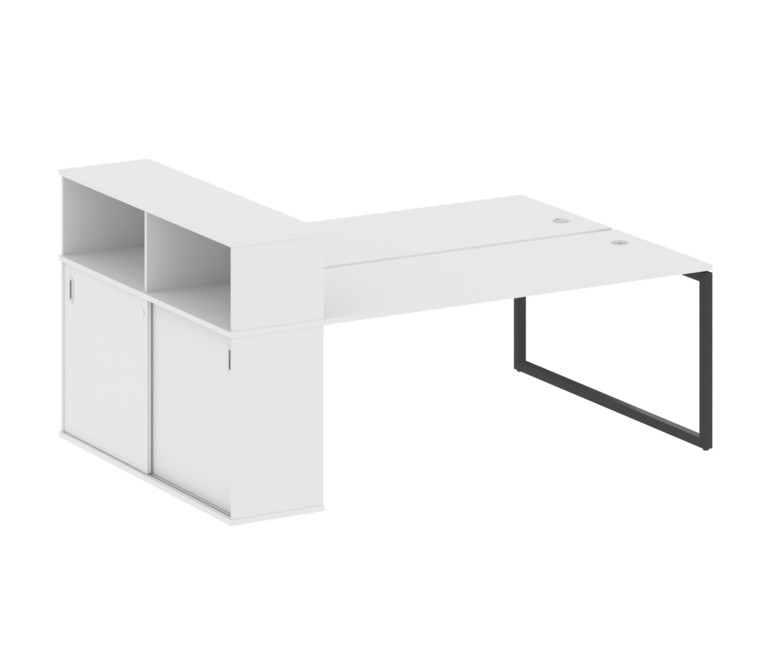 Metal System Quattro Рабочая станция с шкафом-купе на О-образном м/к 40БО.РС-СШК-2.5 Т Белый/Металл