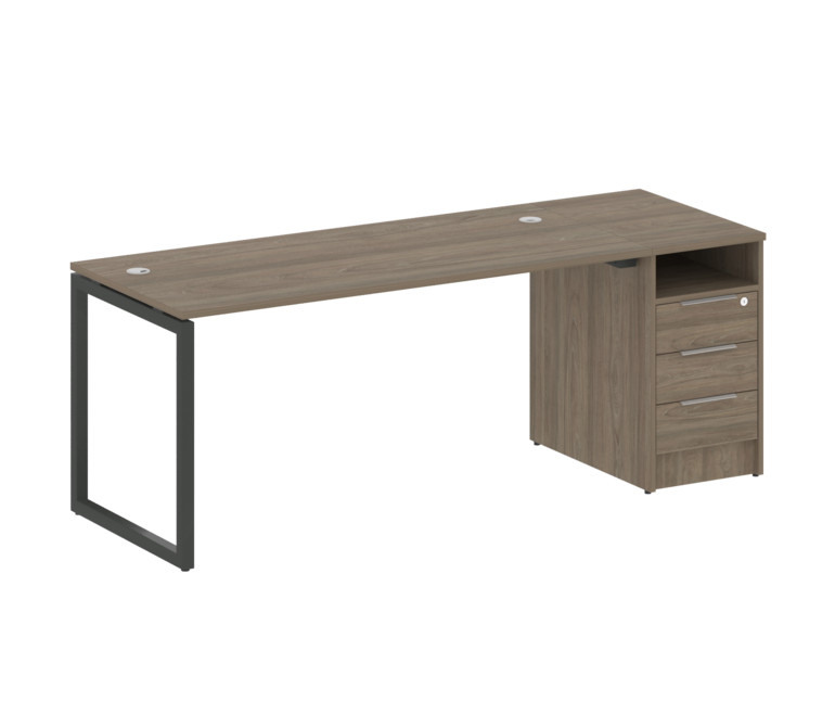 Metal System Quattro Рабочая станция с тумбой на О-образном м/к 40БО.РС-СТП-1.4 Вяз Благородный/Мета