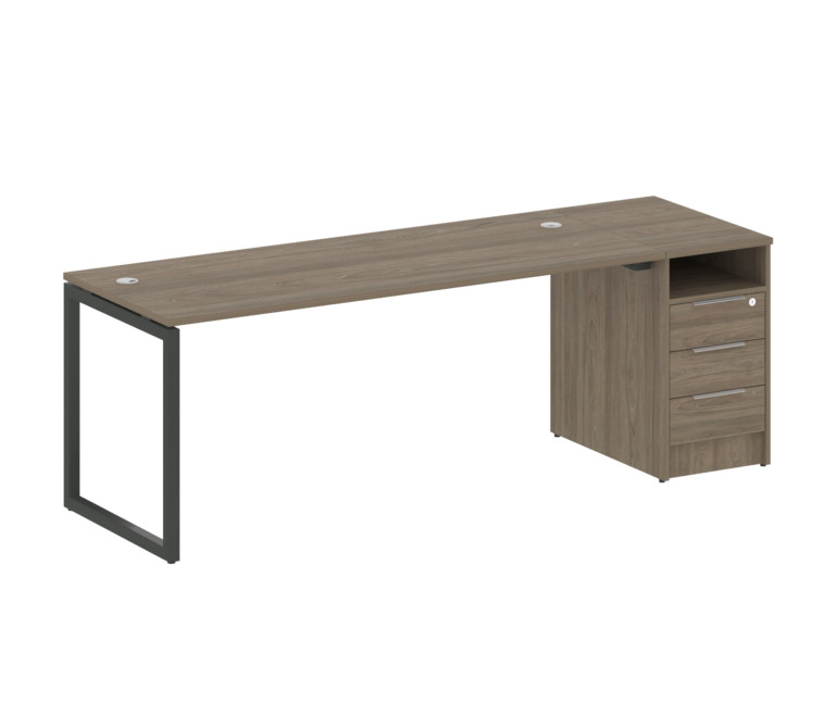 Metal System Quattro Рабочая станция с тумбой на О-образном м/к 40БО.РС-СТП-1.5 Вяз Благородный/Мета