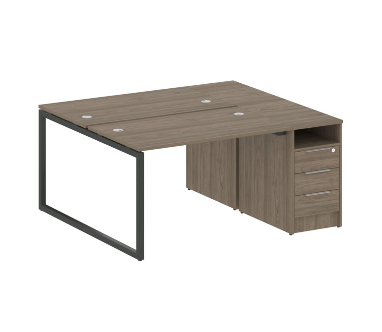 Metal System Quattro Рабочая станция с тумбой на О-образном м/к 40БО.РС-СТП-2.2 Вяз Благородный/Мета