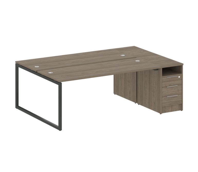 Metal System Quattro Рабочая станция с тумбой на О-образном м/к 40БО.РС-СТП-2.5 Вяз Благородный/Мета