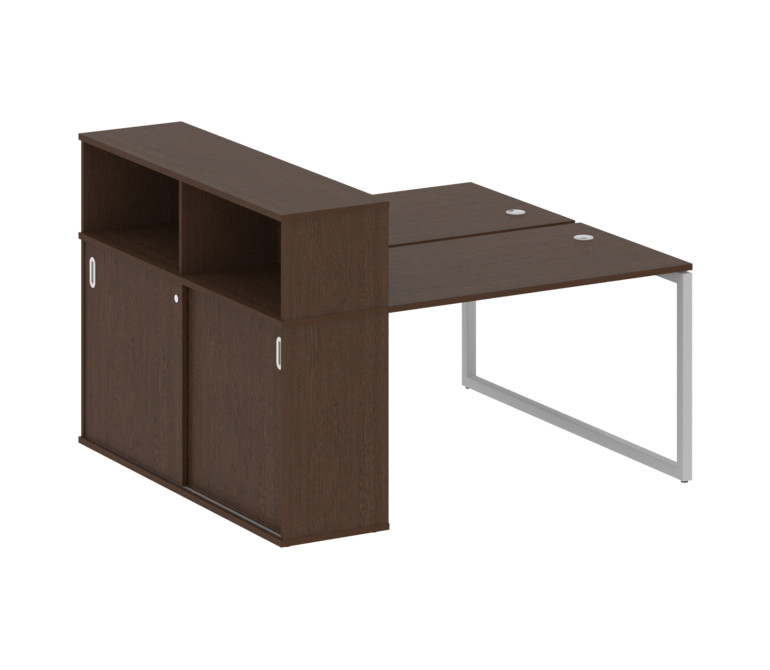 Metal System Quattro Рабочая станция с шкафом-купе на О-образном м/к 40БО.РС-СШК-2.2 Т Венге Цаво/Ме