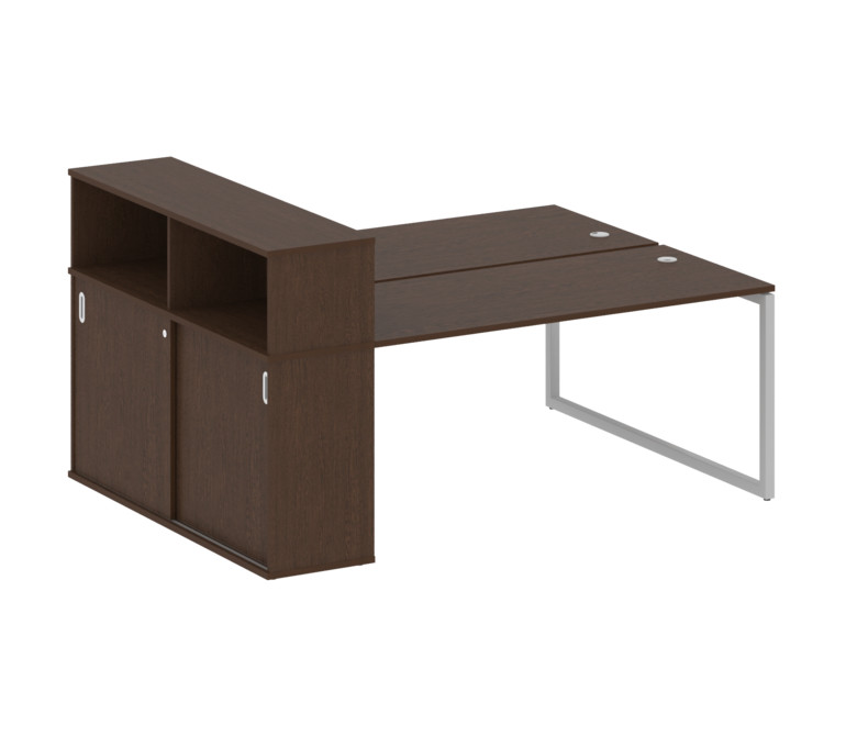 Metal System Quattro Рабочая станция с шкафом-купе на О-образном м/к 40БО.РС-СШК-2.4 Т Венге Цаво/Ме