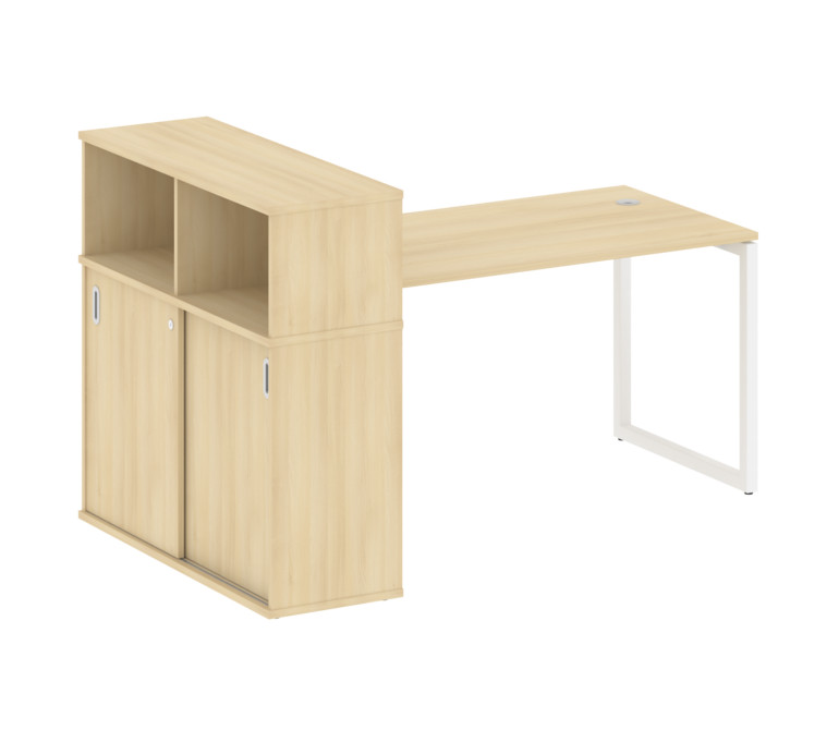 Metal System Quattro Стол письменный с шкафом-купе на О-образном м/к 40БО.РС-СШК-3.3 Т Акация Лорка/