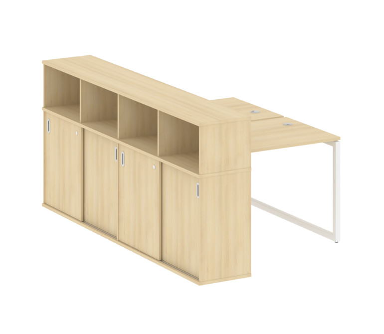 Metal System Quattro Рабочая станция с шкафом-купе на О-образном м/к 40БО.РС-СШК-4.1 Т Акация Лорка/