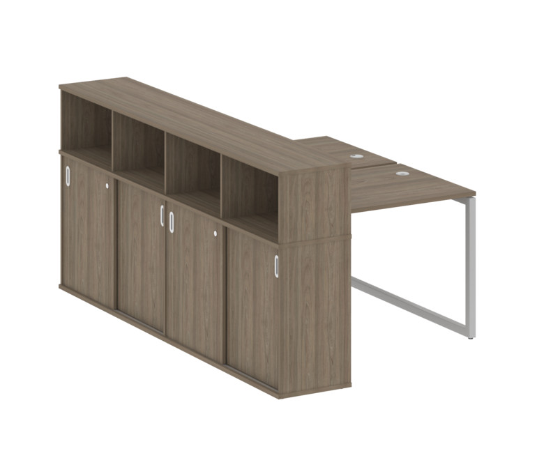 Metal System Quattro Рабочая станция с шкафом-купе на О-образном м/к 40БО.РС-СШК-4.1 Т Вяз Благородн