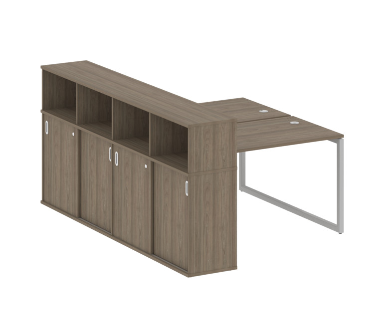 Metal System Quattro Рабочая станция с шкафом-купе на О-образном м/к 40БО.РС-СШК-4.2 Т Вяз Благородн