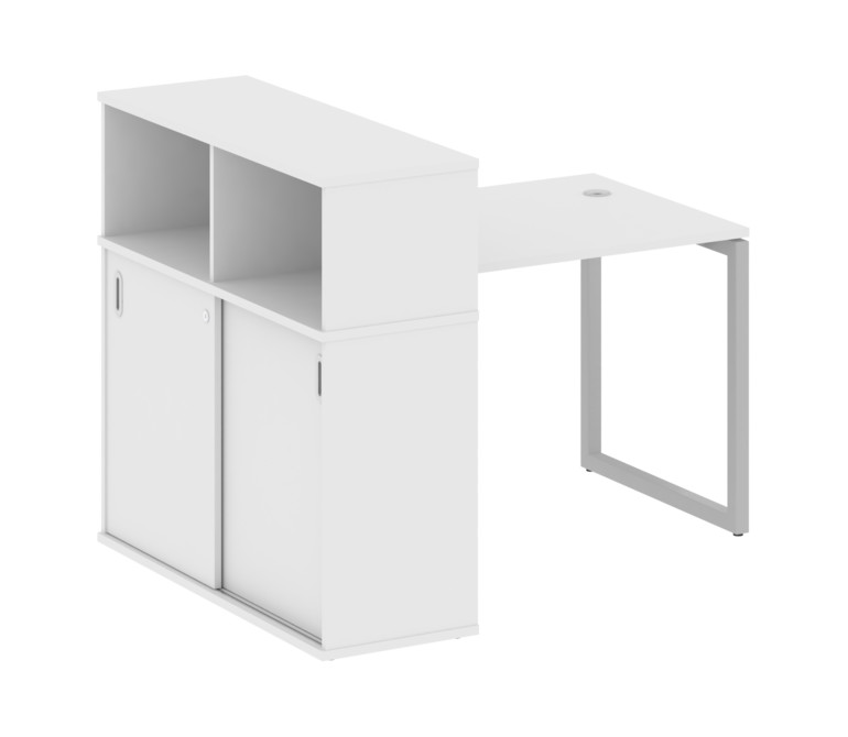 Metal System Quattro Стол письменный с шкафом-купе на О-образном м/к 40БО.РС-СШК-3.1 Т Белый/Металл