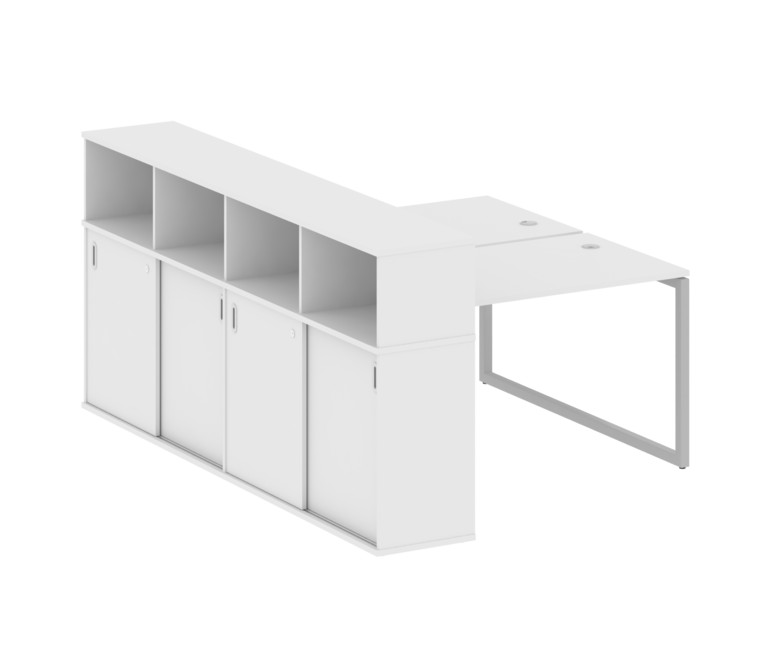 Metal System Quattro Рабочая станция с шкафом-купе на О-образном м/к 40БО.РС-СШК-4.2 Т Белый/Металл