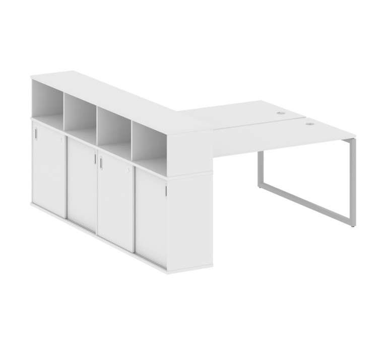 Metal System Quattro Рабочая станция с шкафом-купе на О-образном м/к 40БО.РС-СШК-4.4 Т Белый/Металл