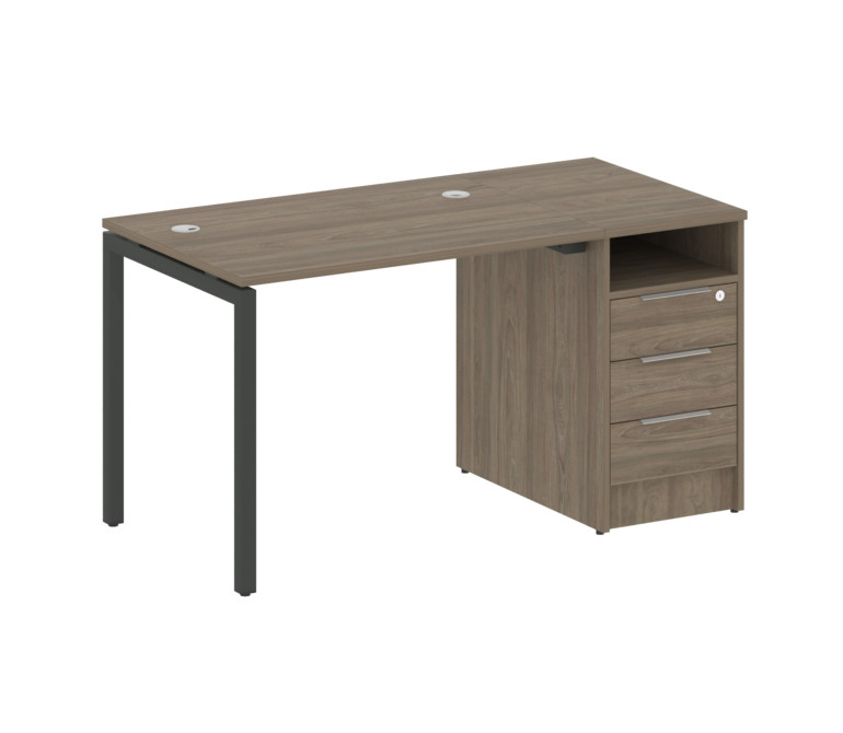 Metal System Quattro Рабочая станция с тумбой на П-образном м/к 40БП.РС-СТП-1.1 Вяз Благородный/Мета