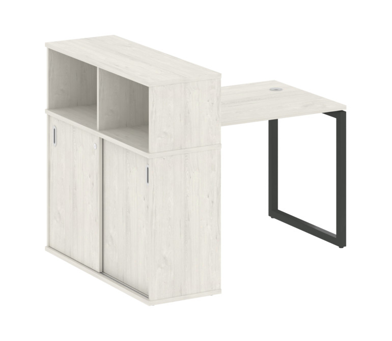 Metal System Quattro Стол письменный с шкафом-купе на О-образном м/к 40БО.РС-СШК-3.1 Т Дуб Наварра/М