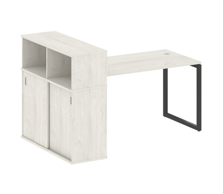 Metal System Quattro Стол письменный с шкафом-купе на О-образном м/к 40БО.РС-СШК-3.3 Т Дуб Наварра/М