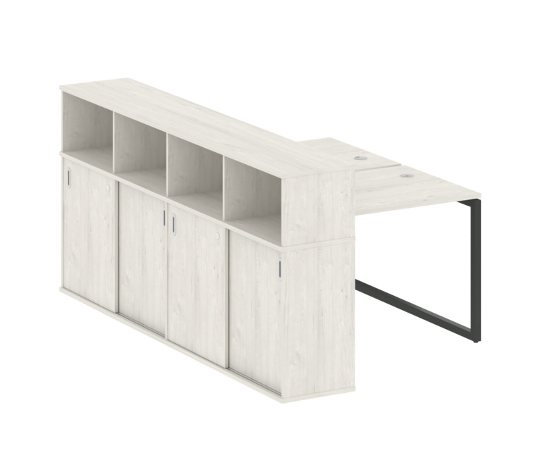 Metal System Quattro Рабочая станция с шкафом-купе на О-образном м/к 40БО.РС-СШК-4.1 Т Дуб Наварра/М