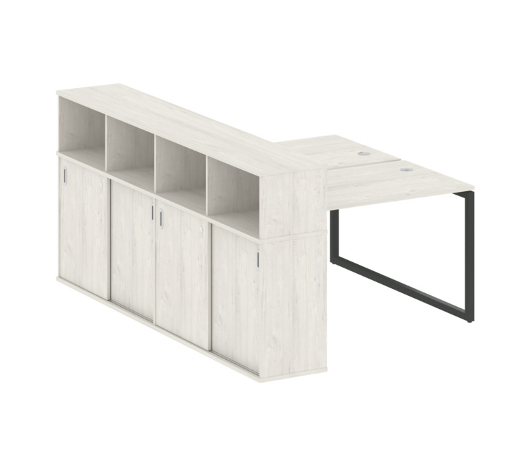 Metal System Quattro Рабочая станция с шкафом-купе на О-образном м/к 40БО.РС-СШК-4.2 Т Дуб Наварра/М