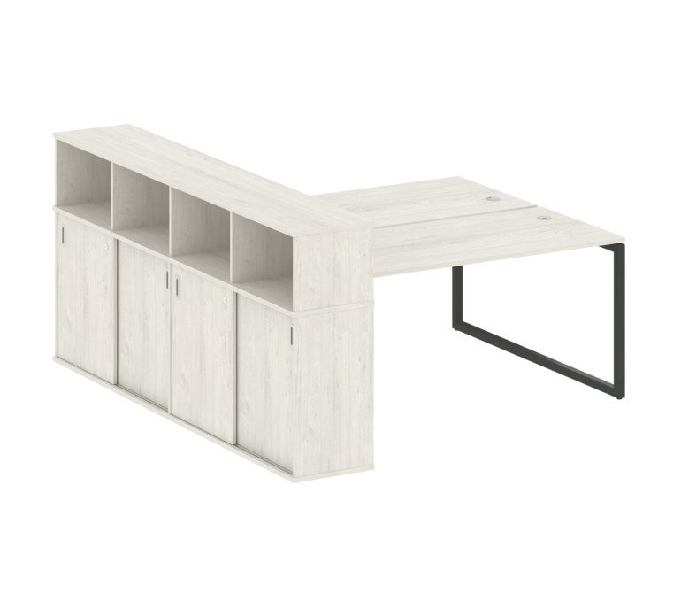 Metal System Quattro Рабочая станция с шкафом-купе на О-образном м/к 40БО.РС-СШК-4.4 Т Дуб Наварра/М