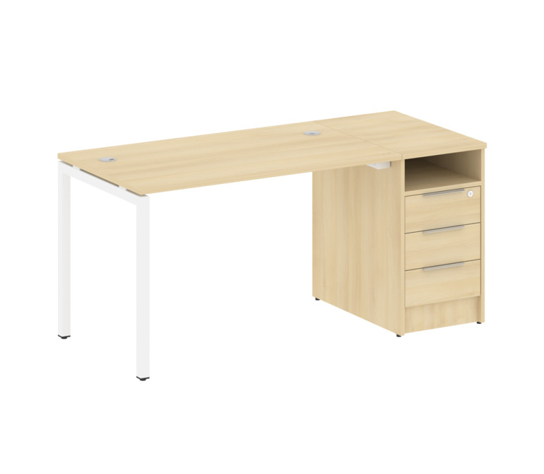 Metal System Quattro Рабочая станция с тумбой на П-образном м/к 40БП.РС-СТП-1.2 Акация Лорка/Металл