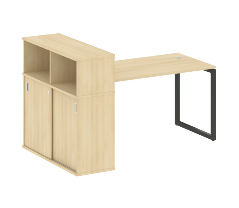 Metal System Quattro Стол письменный с шкафом-купе на О-образном м/к 40БО.РС-СШК-3.3 Т Акация Лорка/