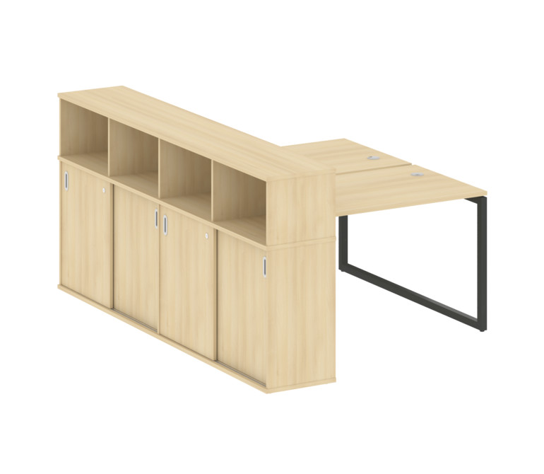 Metal System Quattro Рабочая станция с шкафом-купе на О-образном м/к 40БО.РС-СШК-4.2 Т Акация Лорка/