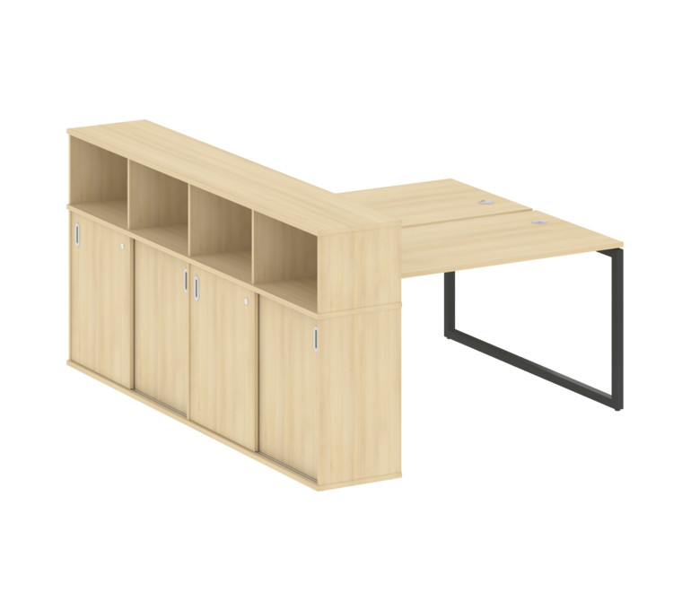 Metal System Quattro Рабочая станция с шкафом-купе на О-образном м/к 40БО.РС-СШК-4.3 Т Акация Лорка/