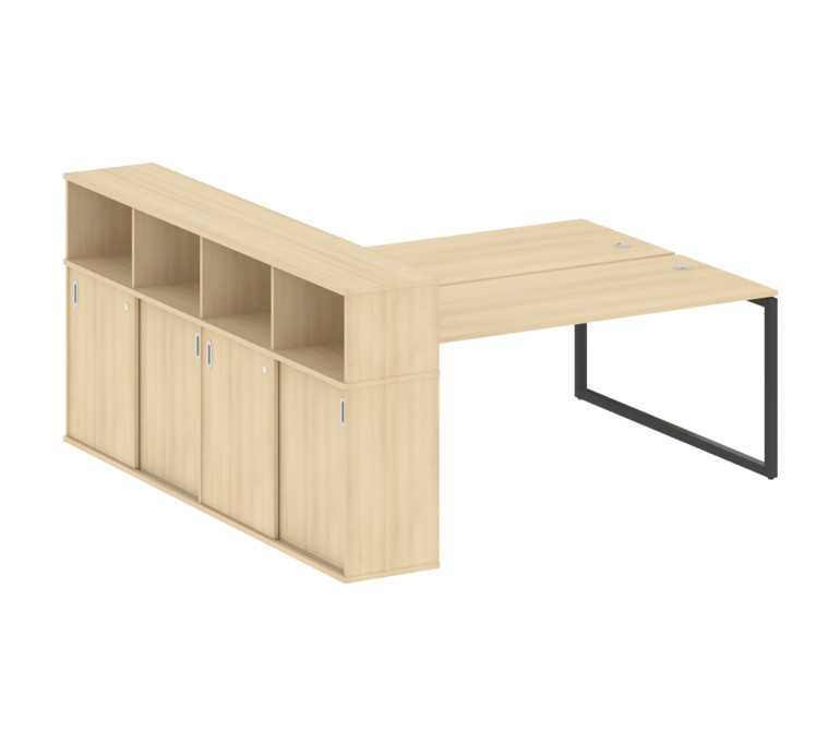 Metal System Quattro Рабочая станция с шкафом-купе на О-образном м/к 40БО.РС-СШК-4.5 Т Акация Лорка/