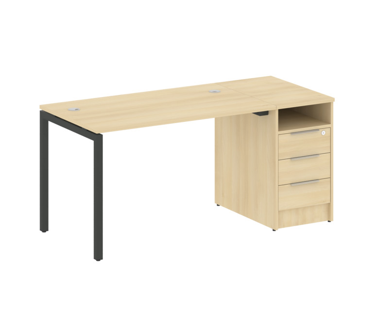 Metal System Quattro Рабочая станция с тумбой на П-образном м/к 40БП.РС-СТП-1.2 Акация Лорка/Металл