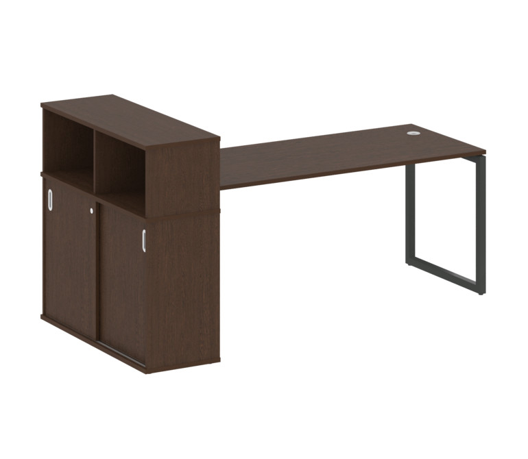 Metal System Quattro Стол письменный с шкафом-купе на О-образном м/к 40БО.РС-СШК-3.5 Т Венге Цаво/Ме