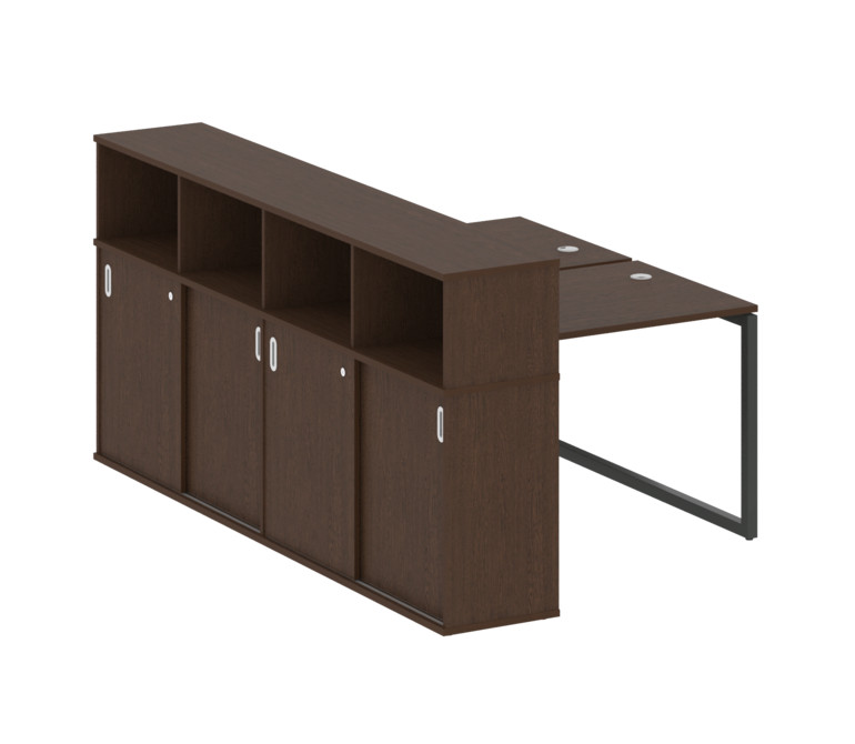 Metal System Quattro Рабочая станция с шкафом-купе на О-образном м/к 40БО.РС-СШК-4.1 Т Венге Цаво/Ме