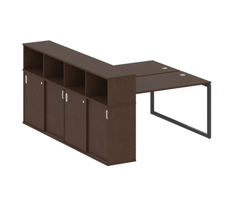 Metal System Quattro Рабочая станция с шкафом-купе на О-образном м/к 40БО.РС-СШК-4.3 Т Венге Цаво/Ме