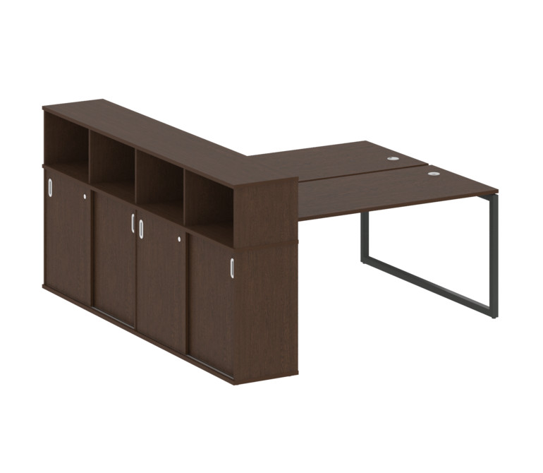 Metal System Quattro Рабочая станция с шкафом-купе на О-образном м/к 40БО.РС-СШК-4.4 Т Венге Цаво/Ме