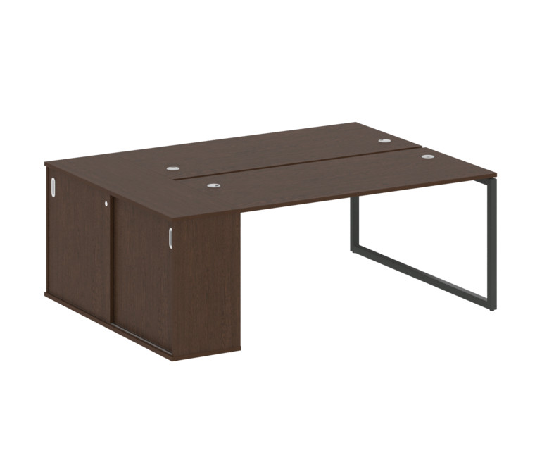 Metal System Quattro Рабочая станция с шкафом-купе на О-образном м/к 40БО.РС-СШК-1.4 Т Венге Цаво/Ме