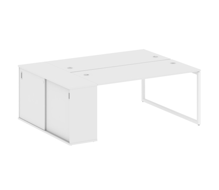 Metal System Quattro Рабочая станция с шкафом-купе на О-образном м/к 40БО.РС-СШК-1.4 Т Белый/Металл