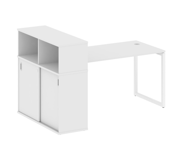 Metal System Quattro Стол письменный с шкафом-купе на О-образном м/к 40БО.РС-СШК-3.3 Т Белый/Металл