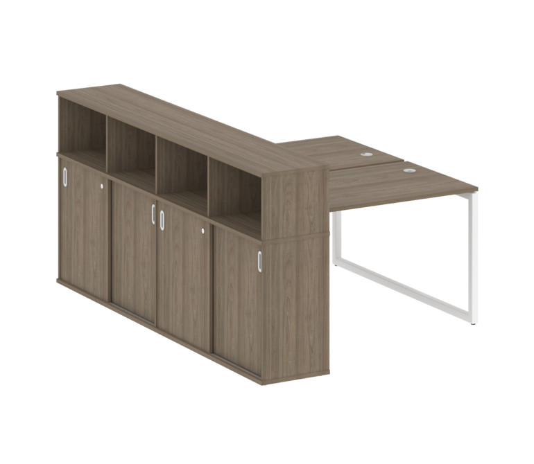 Metal System Quattro Рабочая станция с шкафом-купе на О-образном м/к 40БО.РС-СШК-4.2 Т Вяз Благородн