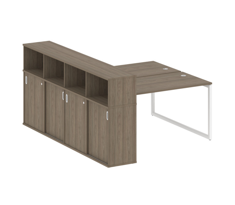 Metal System Quattro Рабочая станция с шкафом-купе на О-образном м/к 40БО.РС-СШК-4.3 Т Вяз Благородн