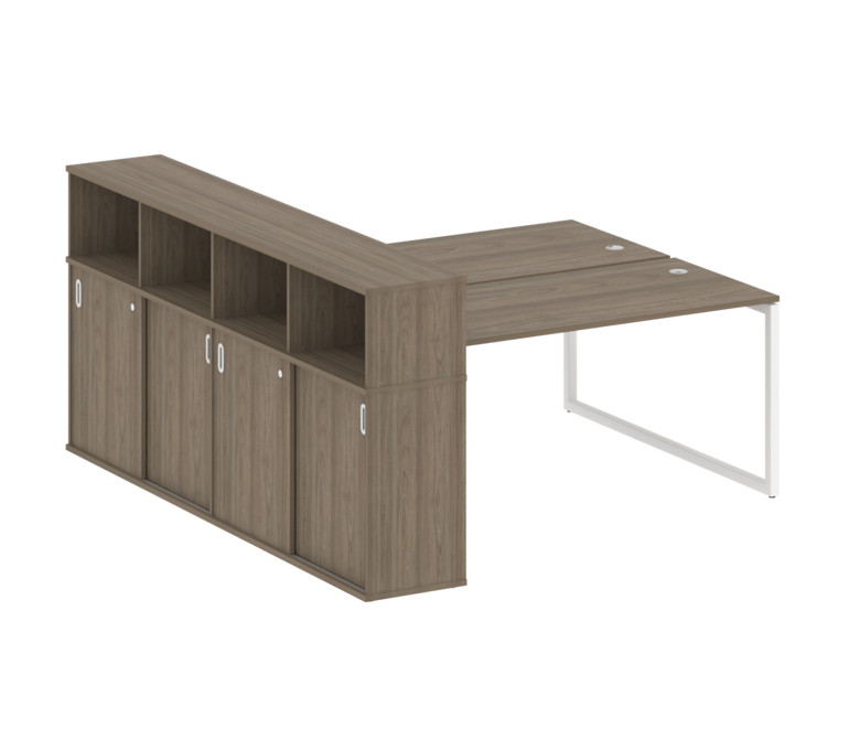 Metal System Quattro Рабочая станция с шкафом-купе на О-образном м/к 40БО.РС-СШК-4.4 Т Вяз Благородн