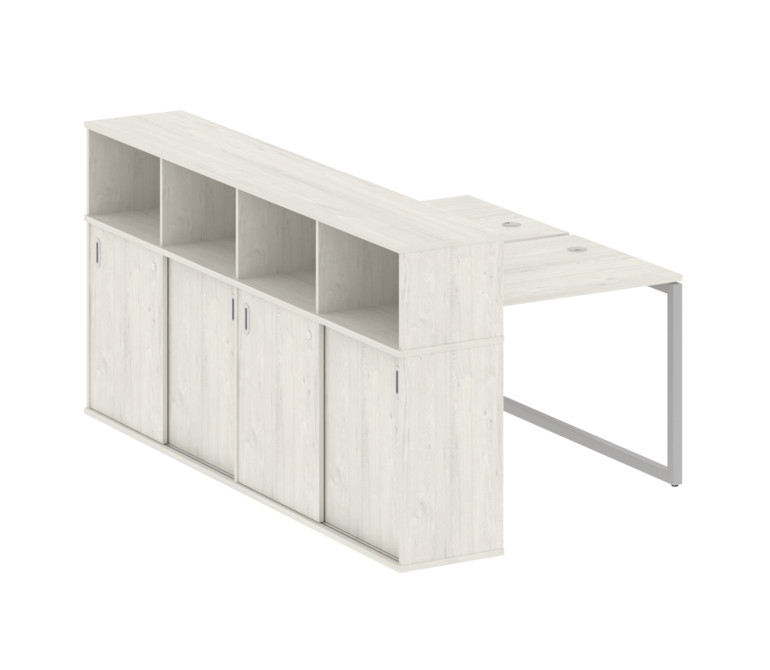 Metal System Quattro Рабочая станция с шкафом-купе на О-образном м/к 40БО.РС-СШК-4.1 Т Дуб Наварра/М