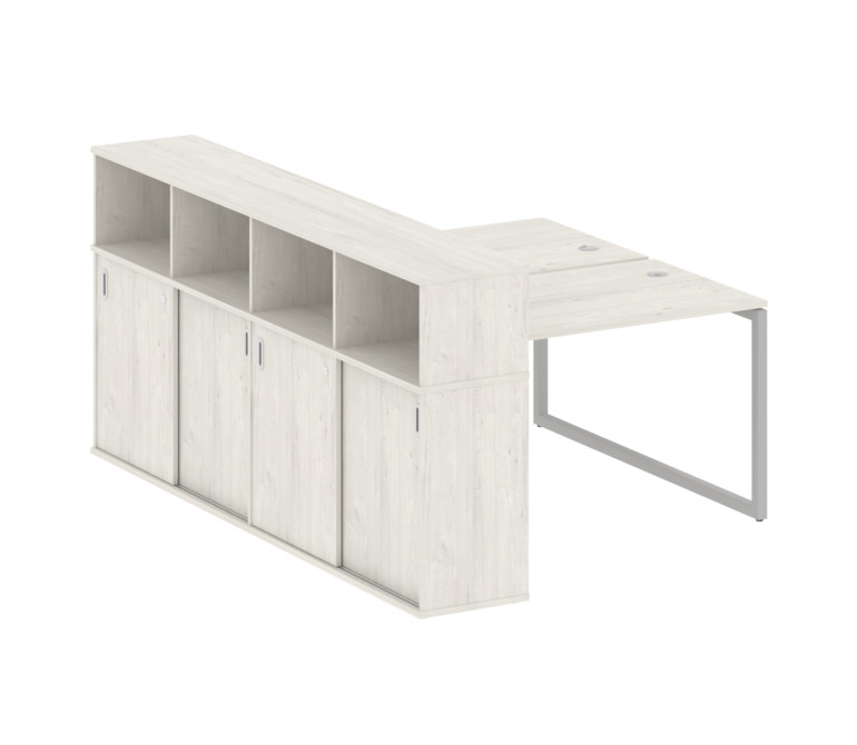 Metal System Quattro Рабочая станция с шкафом-купе на О-образном м/к 40БО.РС-СШК-4.2 Т Дуб Наварра/М