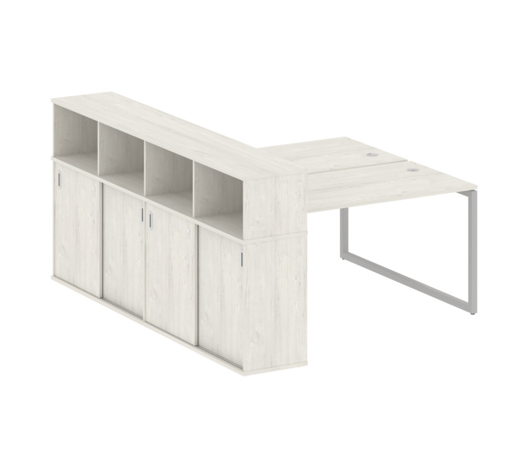 Metal System Quattro Рабочая станция с шкафом-купе на О-образном м/к 40БО.РС-СШК-4.3 Т Дуб Наварра/М