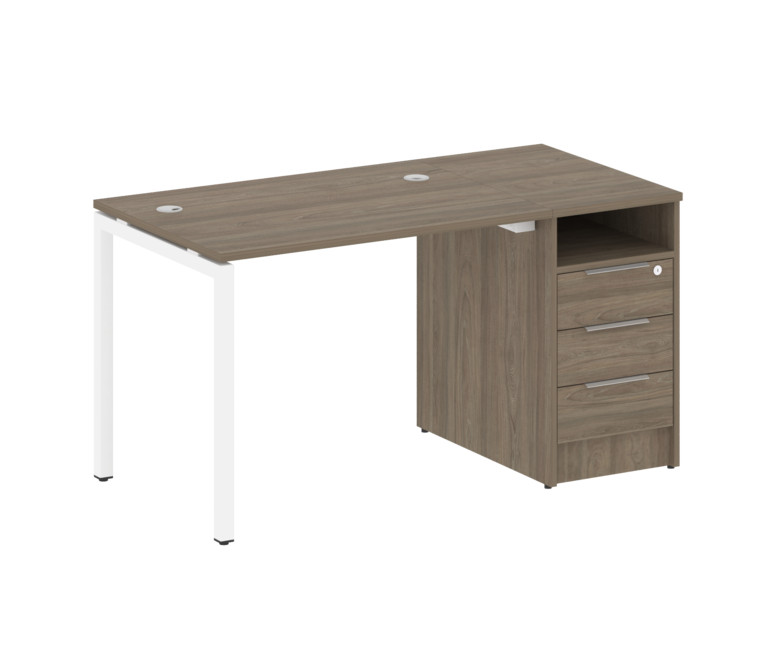 Metal System Quattro Рабочая станция с тумбой на П-образном м/к 40БП.РС-СТП-1.1 Вяз Благородный/Мета