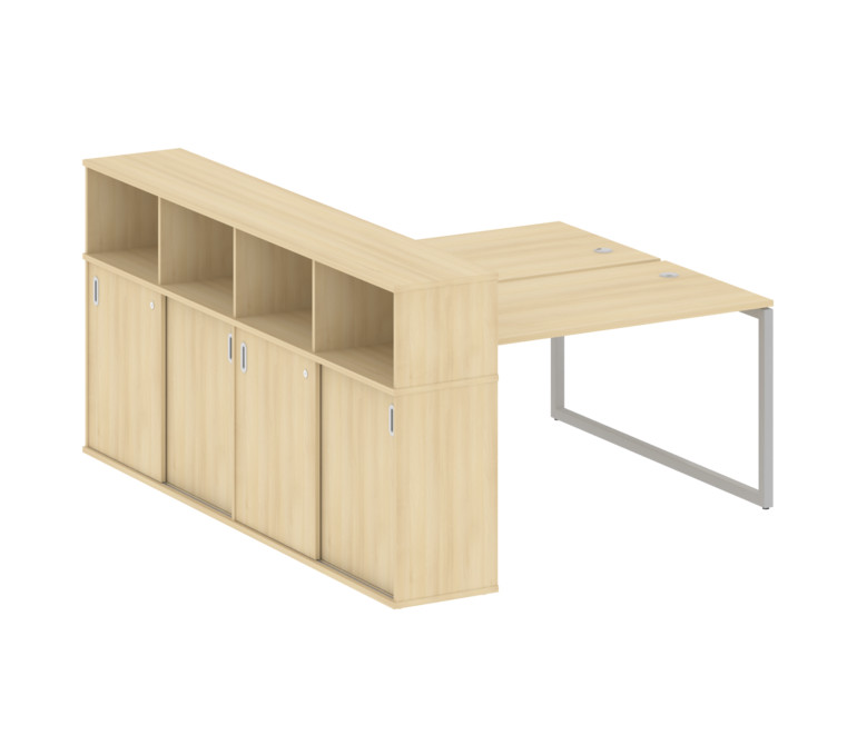Metal System Quattro Рабочая станция с шкафом-купе на О-образном м/к 40БО.РС-СШК-4.3 Т Акация Лорка/