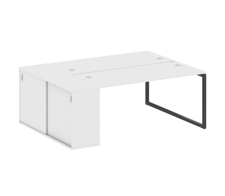 Metal System Quattro Рабочая станция с шкафом-купе на О-образном м/к 40БО.РС-СШК-1.4 Т Белый/Металл