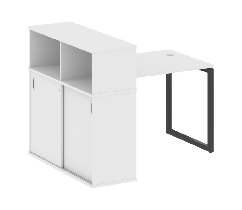 Metal System Quattro Стол письменный с шкафом-купе на О-образном м/к 40БО.РС-СШК-3.1 Т Белый/Металл