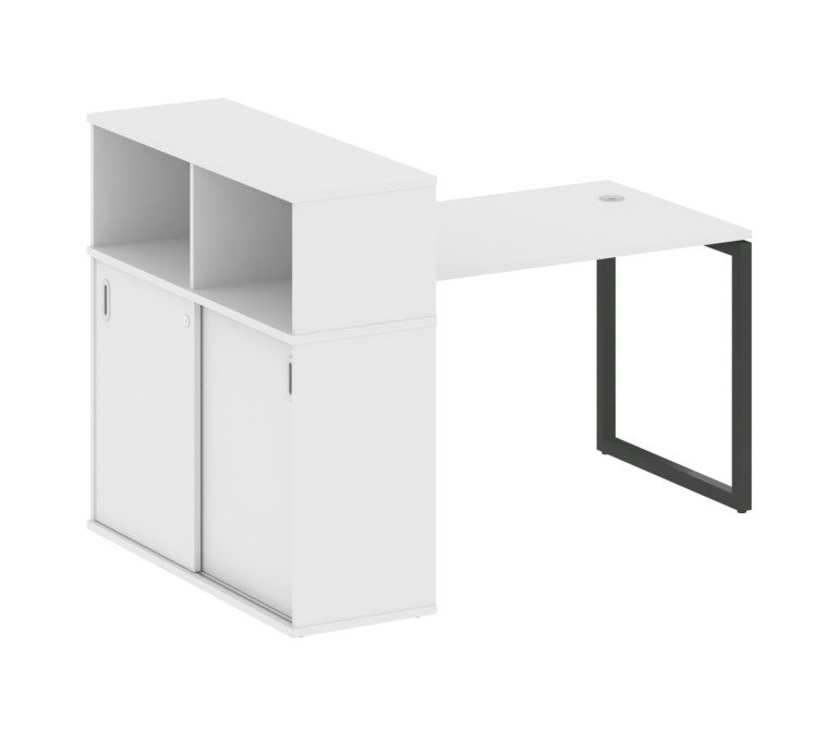 Metal System Quattro Стол письменный с шкафом-купе на О-образном м/к 40БО.РС-СШК-3.2 Т Белый/Металл