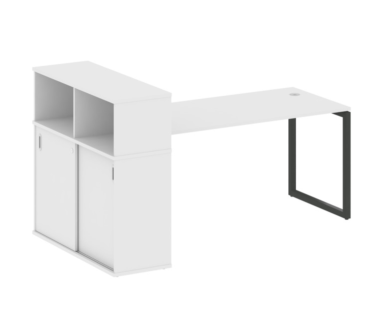 Metal System Quattro Стол письменный с шкафом-купе на О-образном м/к 40БО.РС-СШК-3.4 Т Белый/Металл