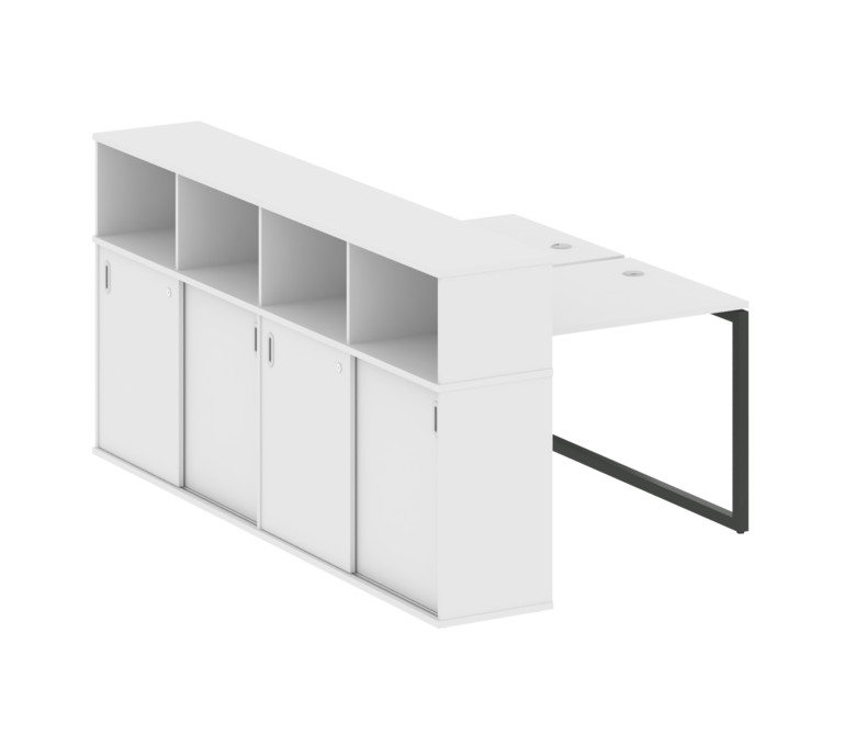 Metal System Quattro Рабочая станция с шкафом-купе на О-образном м/к 40БО.РС-СШК-4.1 Т Белый/Металл