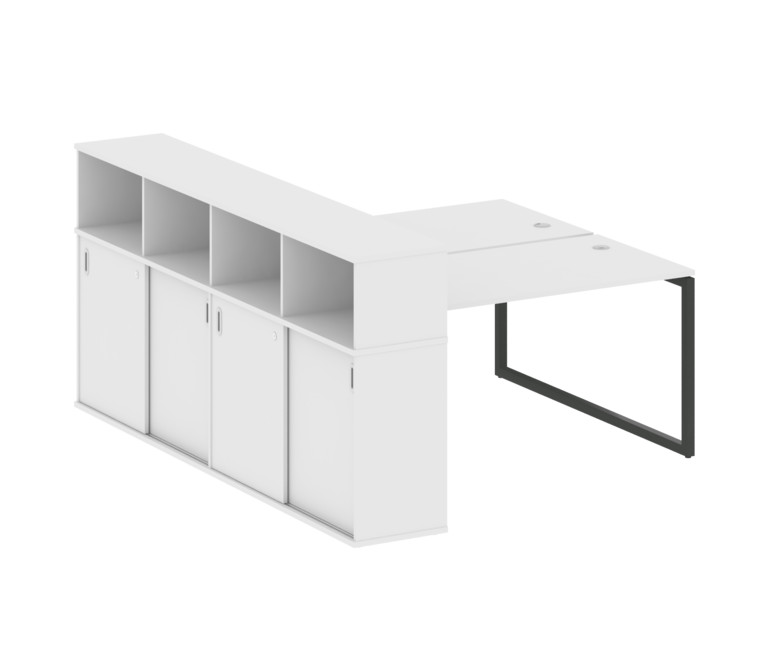 Metal System Quattro Рабочая станция с шкафом-купе на О-образном м/к 40БО.РС-СШК-4.3 Т Белый/Металл